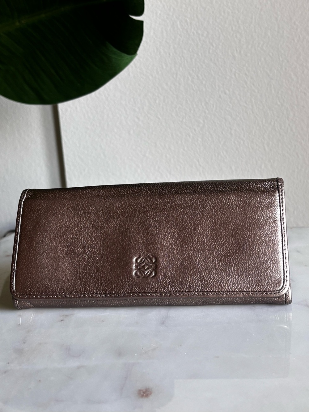 Loewe Madrid Metallic Bronze Leather Wallet - COA INCLUDED
